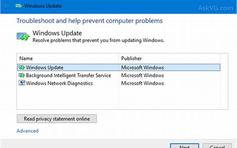 Mengatasi Error 0X800F081F Dengan Menggunakan Windows Update Troubleshooter
